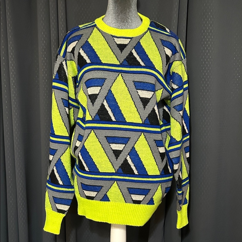 TRYOLIA by Head Men's 90’s Vintage Crewneck Ski Sweater - Blue, Gray, Yellow